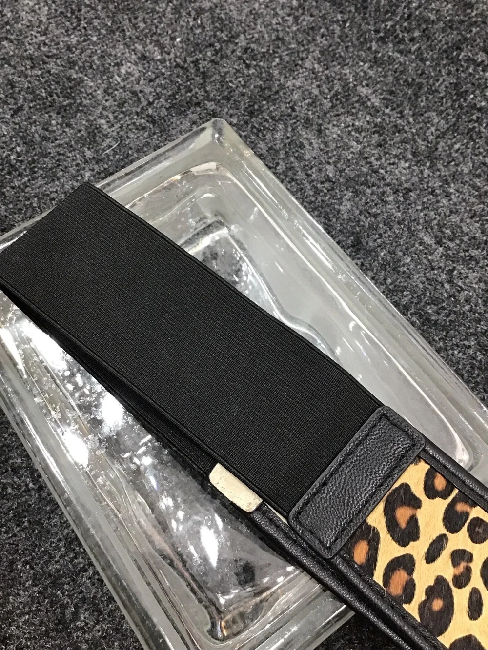 Chico's Leopard Print Wide Waist Belt with Gold Interlocking Buckle M